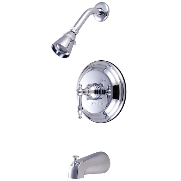Tub and Shower Faucet, Standard, 3, Wall Mount, Polished Chrome