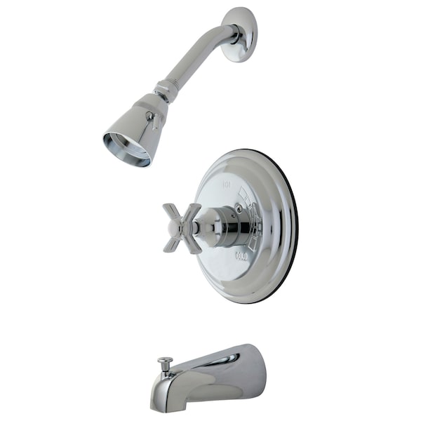 Tub and Shower Faucet, Standard, 3, Wall Mount, Polished Chrome