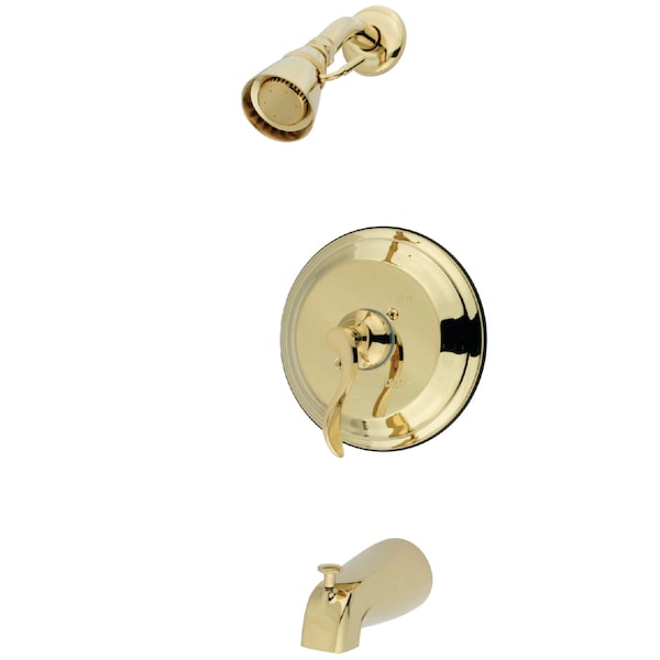 Tub and Shower Faucet, Standard, 3, Wall Mount, Polished Brass