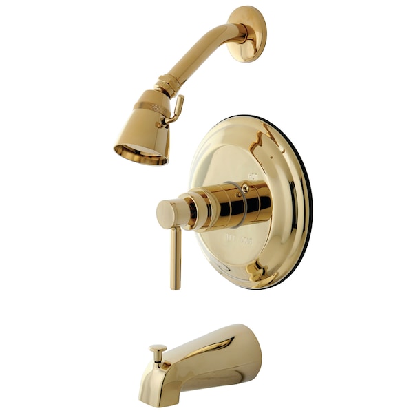 Tub and Shower Faucet, Standard, 3, Wall Mount, Polished Brass