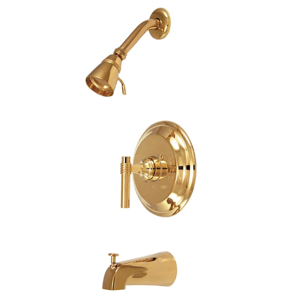 Tub and Shower Faucet, Standard, 3, Wall Mount, Polished Brass