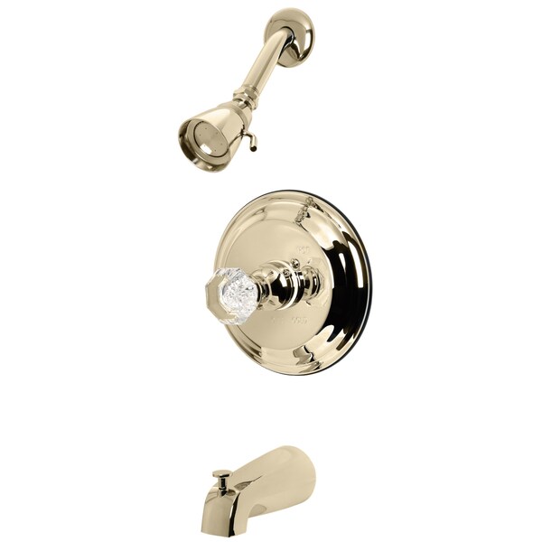 Tub and Shower Faucet, Standard, 5-1/8", 3, Wall Mount, Polished Brass
