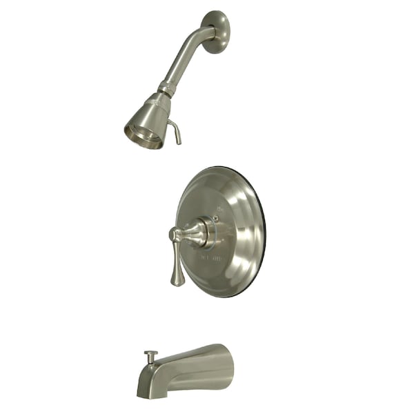 Tub and Shower Faucet, Standard, 3, Wall Mount, Brushed Nickel