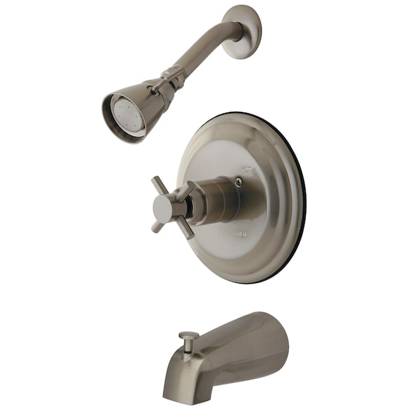 Tub and Shower Faucet, Standard, 3, Wall Mount, Brushed Nickel