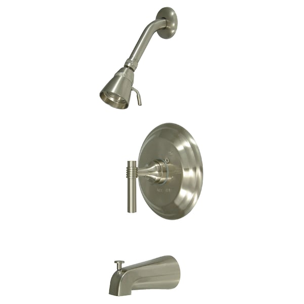 Tub and Shower Faucet, Standard, 3, Wall Mount, Brushed Nickel