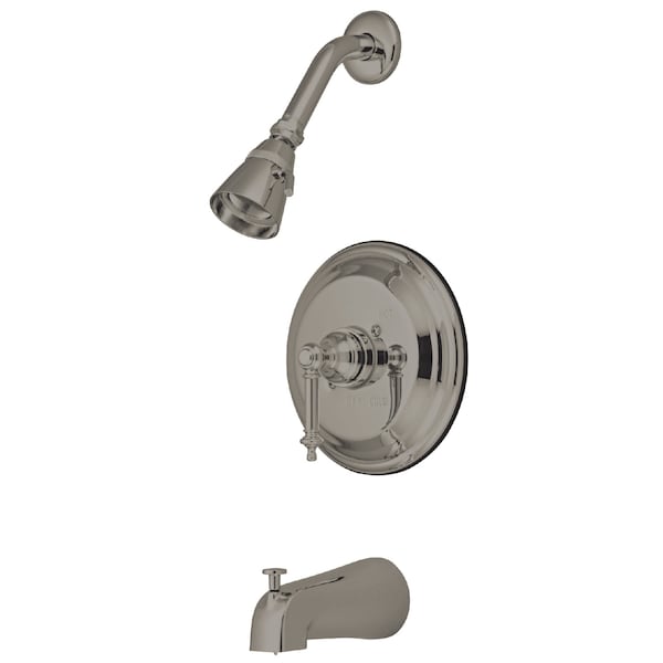 Tub and Shower Faucet, Standard, 3, Wall Mount, Brushed Nickel