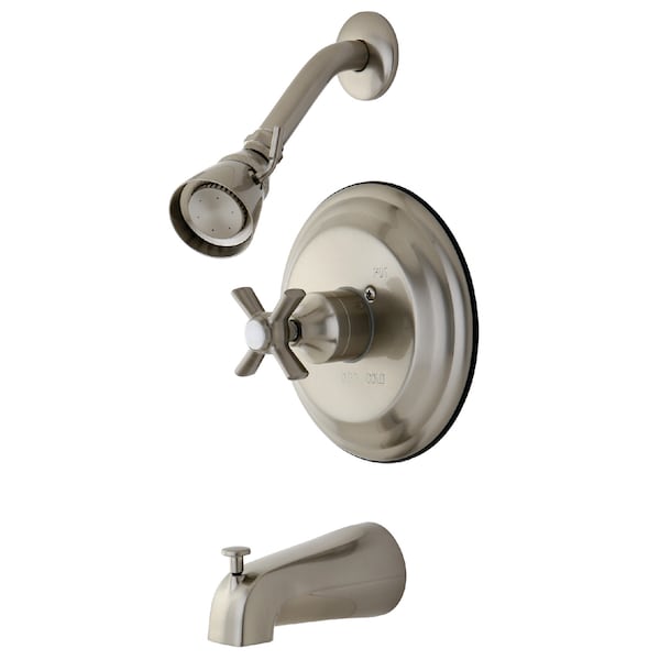 Tub and Shower Faucet, Standard, 3, Wall Mount, Brushed Nickel