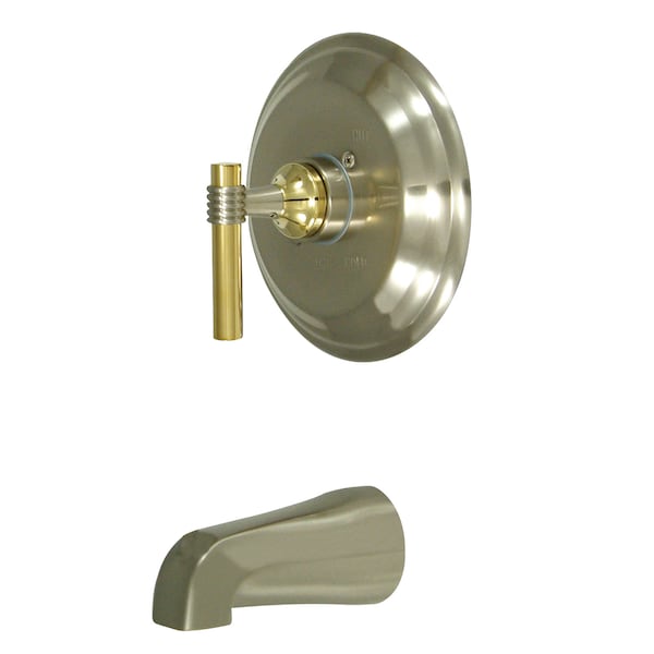 Tub and Shower Faucet, Standard, 2, Wall Mount, Brushed Nickel/Polished Brass