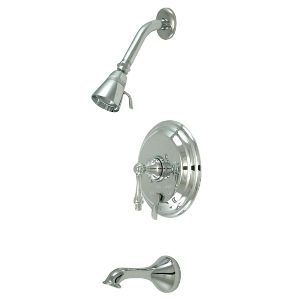 Tub and Shower Faucet, Polished Chrome, Wall Mount
