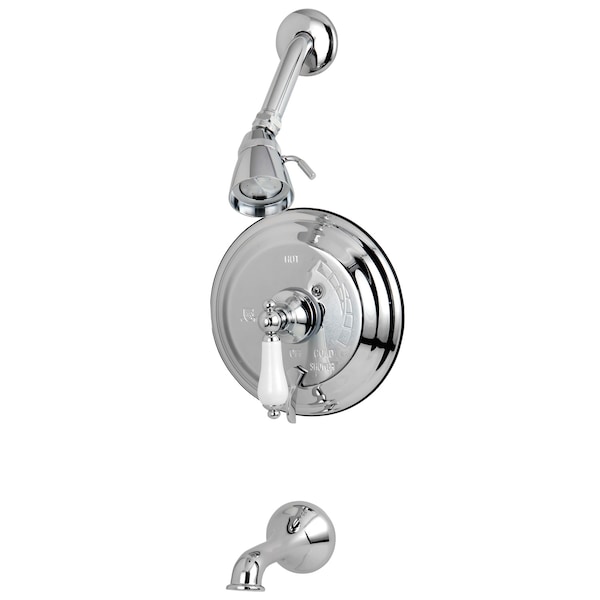 Tub and Shower Faucet, Standard, 3, Wall Mount, Polished Chrome