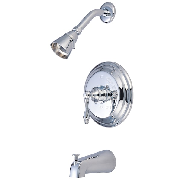 Tub and Shower Faucet, Standard, 3, Wall Mount, Polished Chrome
