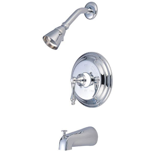 Tub and Shower Faucet, Standard, 3, Wall Mount, Polished Chrome