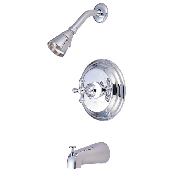 Tub and Shower Faucet, Standard, 3, Wall Mount, Polished Chrome