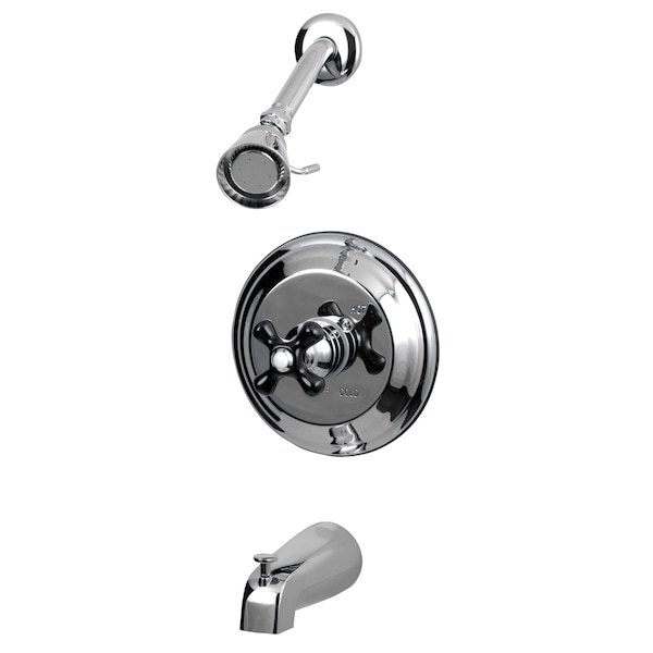 Tub and Shower Faucet, Standard, 3, Wall Mount, Polished Chrome