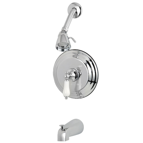 Tub and Shower Faucet, Standard, 3, Wall Mount, Polished Chrome
