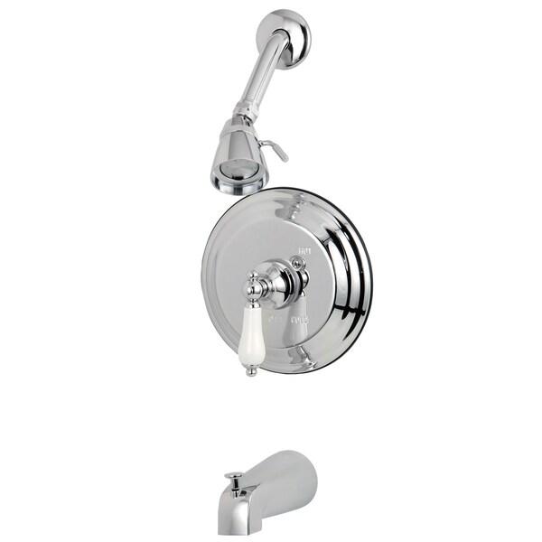 Tub and Shower Faucet, Standard, 3, Wall Mount, Polished Chrome