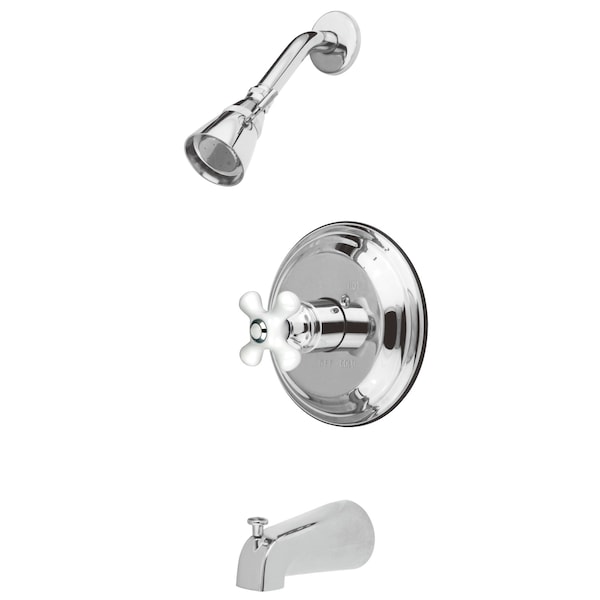 Tub and Shower Faucet, Standard, 3, Wall Mount, Polished Chrome