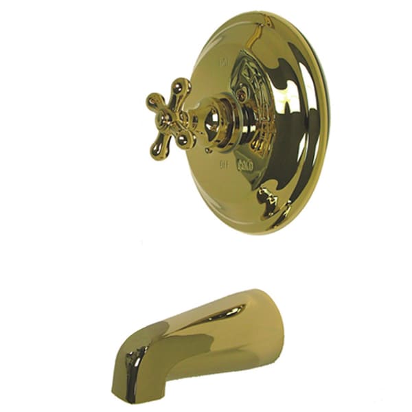 Tub and Shower Faucet, Standard, 2, Wall Mount, Polished Brass