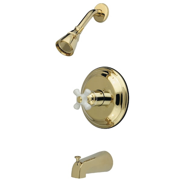 Tub and Shower Faucet, Polished Brass Wall Mount