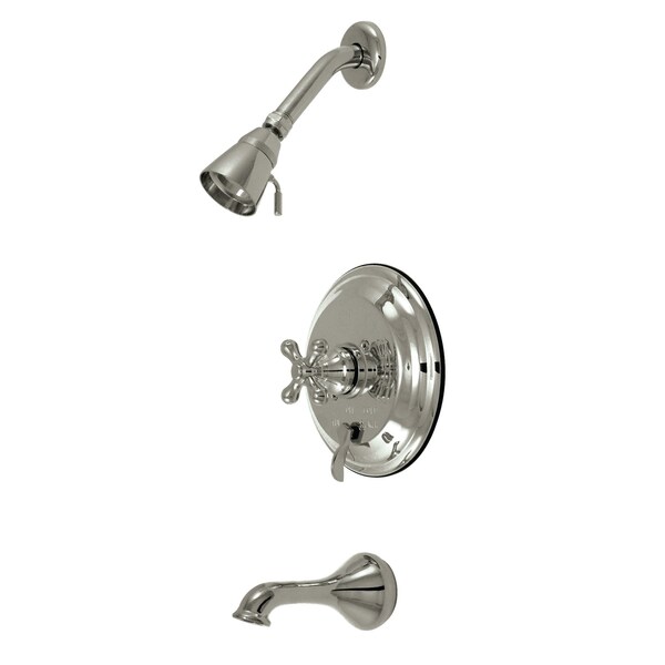 Tub and Shower Faucet, Standard, 3, Wall Mount, Brushed Nickel