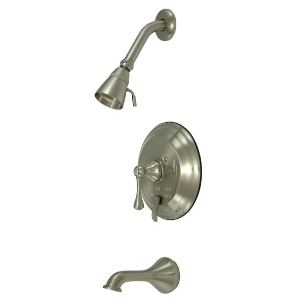 Tub and Shower Faucet, Standard, 3, Wall Mount, Brushed Nickel