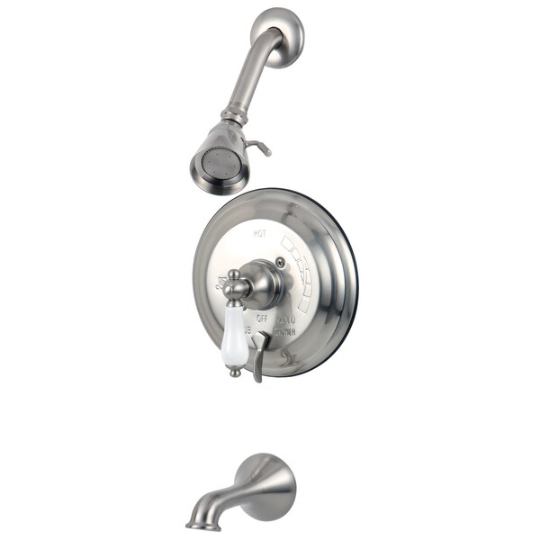 Tub and Shower Faucet, Standard, 3, Wall Mount, Brushed Nickel