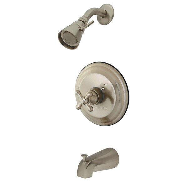 Tub and Shower Faucet, Standard, 3, Wall Mount, Brushed Nickel