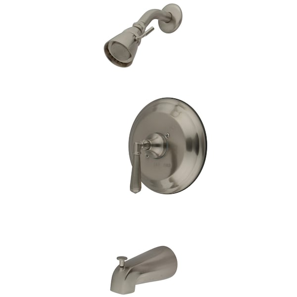 Tub and Shower Faucet, Standard, 3, Wall Mount, Brushed Nickel