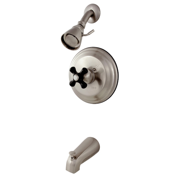 Tub and Shower Faucet, Standard, 3, Wall Mount, Brushed Nickel