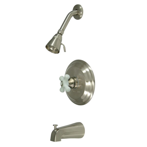 Tub and Shower Faucet, Standard, 3, Wall Mount, Brushed Nickel