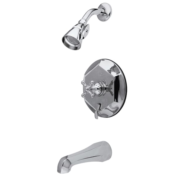 Tub and Shower Faucet, Standard, 3, Wall Mount, Polished Chrome