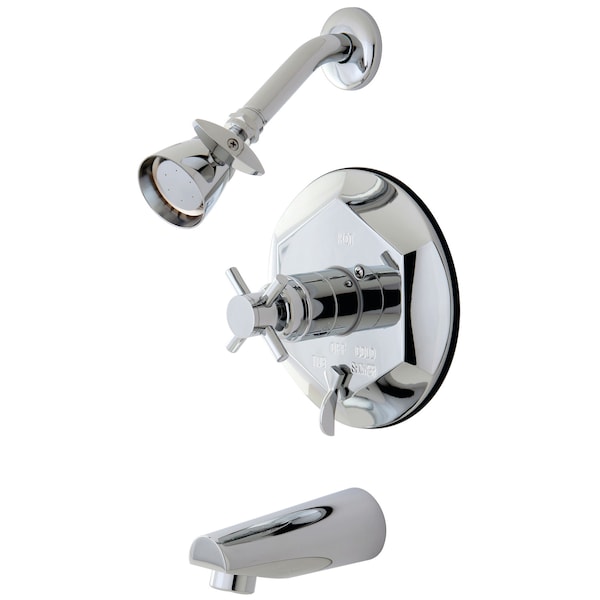 Tub and Shower Faucet, Standard, 3, Wall Mount, Polished Chrome