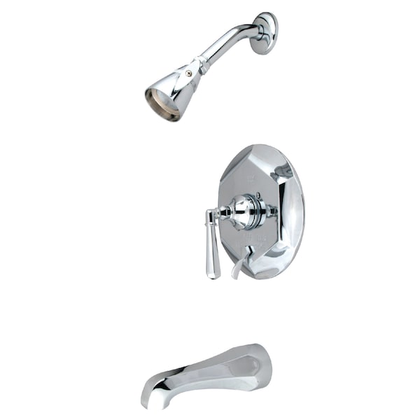 Tub and Shower Faucet, Standard, 3, Wall Mount, Polished Chrome