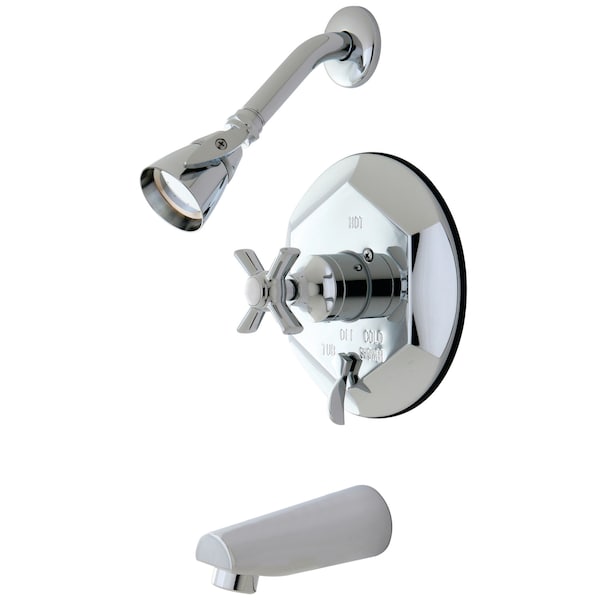 Tub and Shower Faucet, Standard, 3, Wall Mount, Polished Chrome