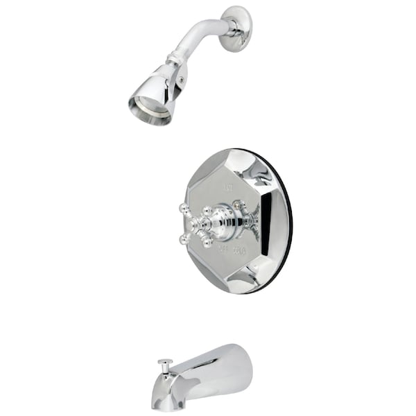 Tub and Shower Faucet, Polished Chrome, Wall Mount