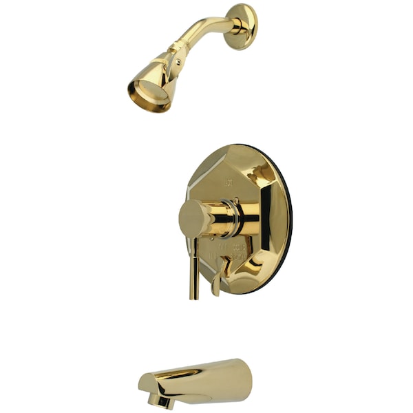 Tub and Shower Faucet, Standard, 3, Wall Mount, Polished Brass