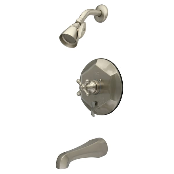 Tub and Shower Faucet, Standard, 3, Wall Mount, Brushed Nickel
