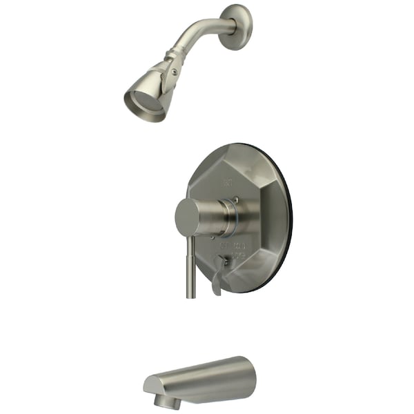 Tub and Shower Faucet, Standard, 3, Wall Mount, Brushed Nickel