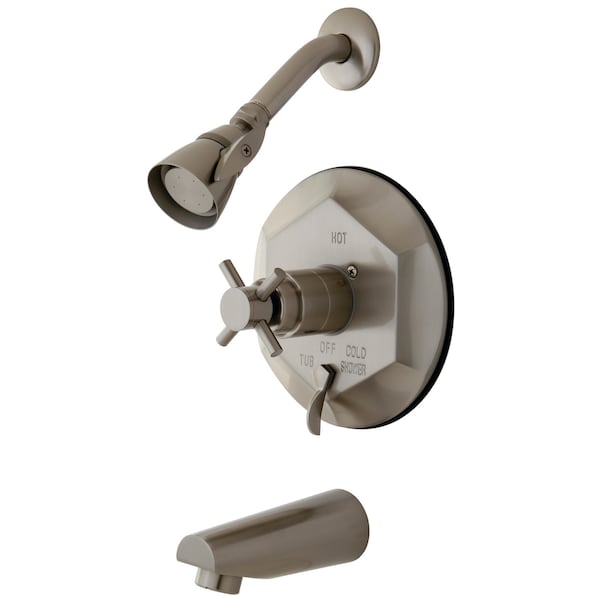 Tub and Shower Faucet, Standard, 3, Wall Mount, Brushed Nickel