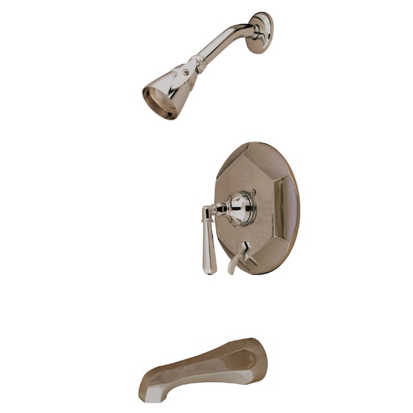 Tub and Shower Faucet, Standard, 3, Wall Mount, Brushed Nickel