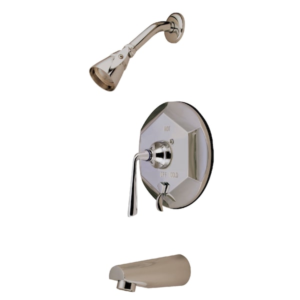 Tub and Shower Faucet, Standard, 3, Wall Mount, Brushed Nickel