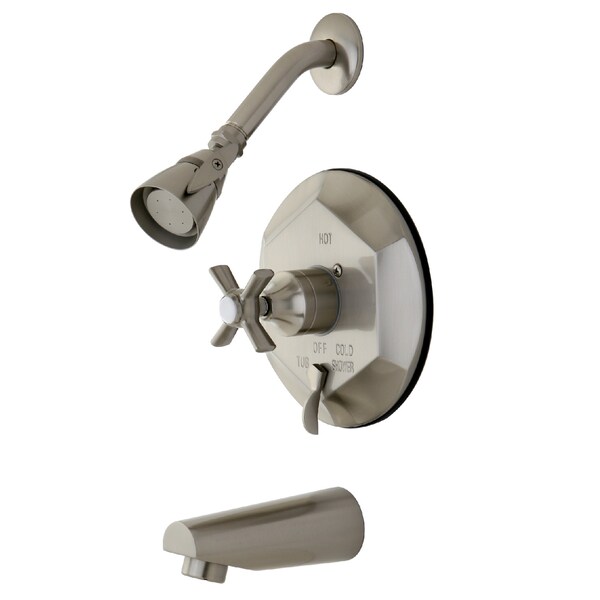 Tub and Shower Faucet, Standard, 3, Wall Mount, Brushed Nickel