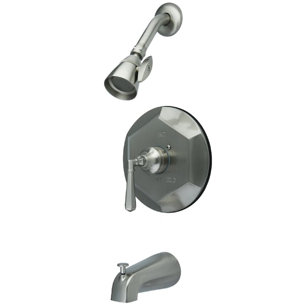 Tub and Shower Faucet, Standard, 3, Wall Mount, Brushed Nickel