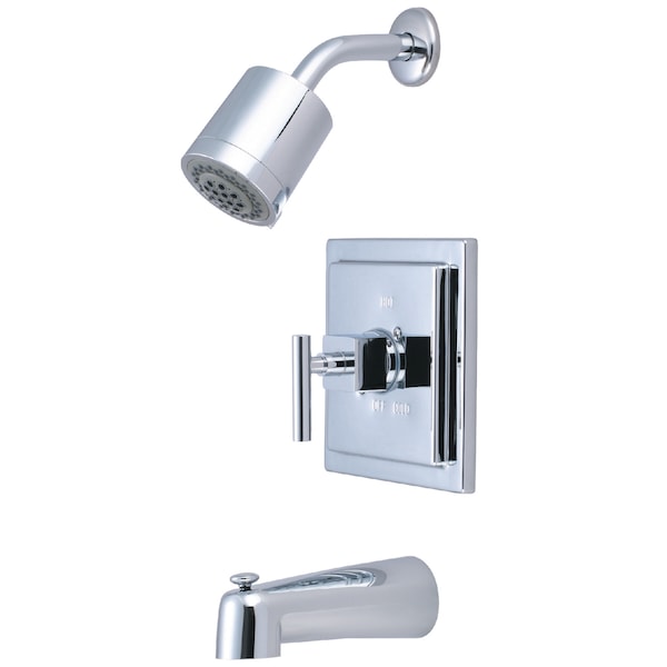 Tub and Shower Faucet, Standard, 3, Wall Mount, Polished Chrome