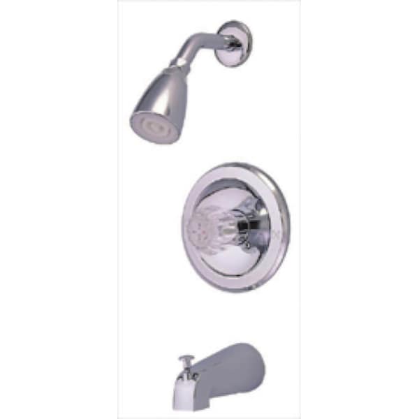 Tub and Shower Faucet, Polished Chrome, Wall Mount