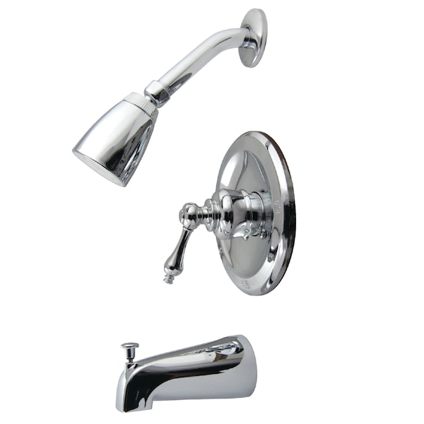 Tub and Shower Faucet, Polished Chrome, Wall Mount