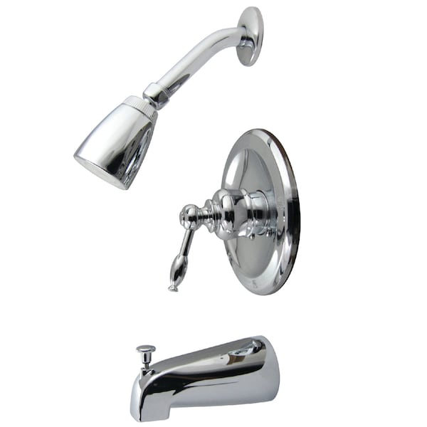 Tub and Shower Faucet, Polished Chrome, Wall Mount
