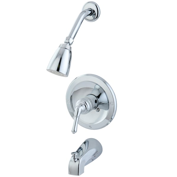 Tub and Shower Faucet, Polished Chrome, Wall Mount