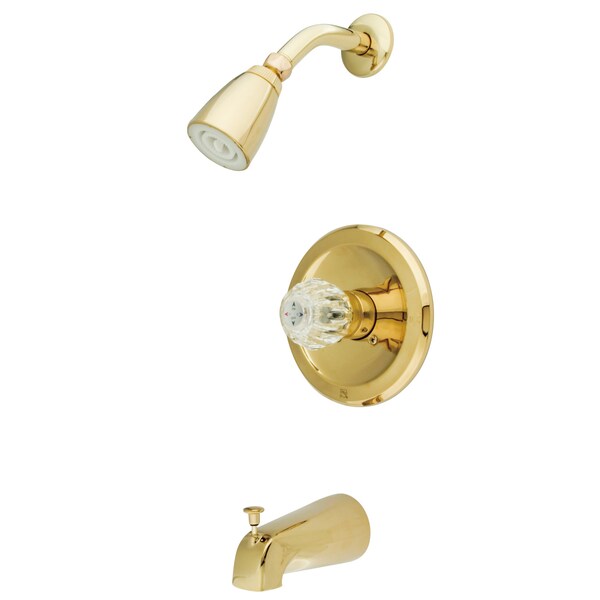 Tub and Shower Faucet, Polished Brass, Wall Mount