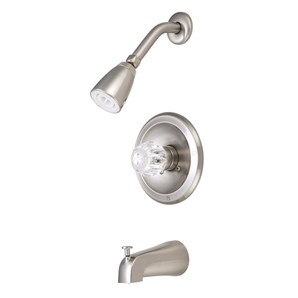 Tub and Shower Faucet, Brushed Nickel, Wall Mount